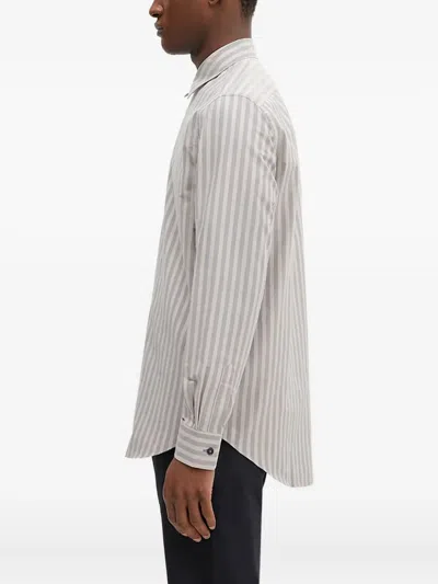 Paul Smith Striped Long-sleeves Shirt In Gray