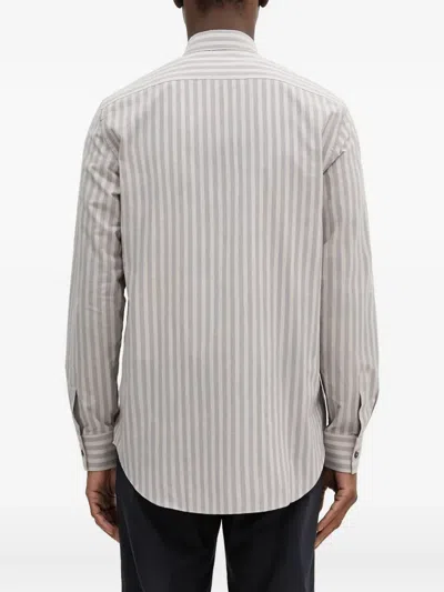 Paul Smith Striped Long-sleeves Shirt In Gray