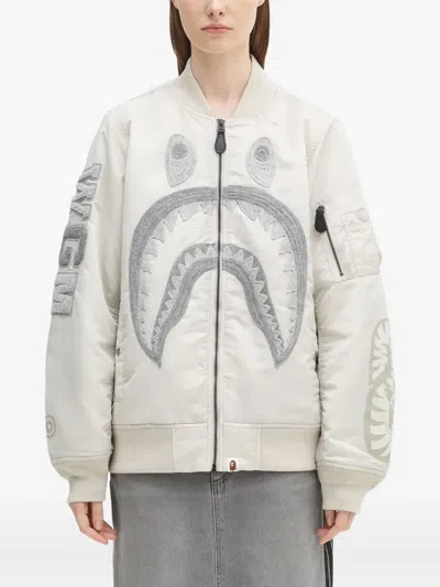 A Bathing Ape Shark-embroidered Bomber Jacket