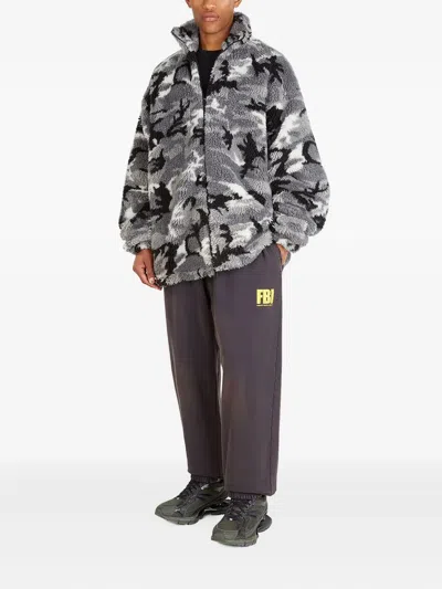 Balenciaga Fbi-logo Track Pants In Black