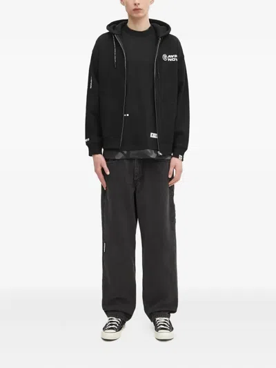 Aape By A Bathing Ape Aape Now-logo Zip-up Hoodie In Black