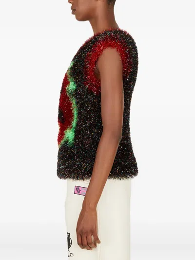 Chopova Lowena Metallic Knitted Vest In Black