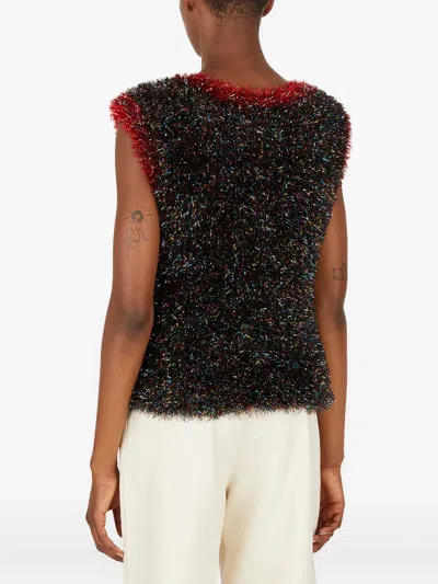 Chopova Lowena Metallic Knitted Vest In Black
