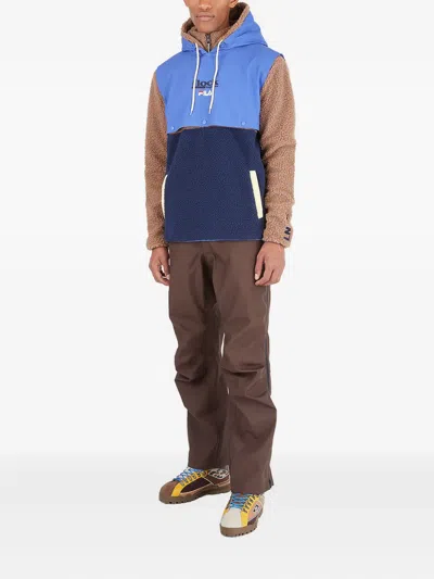 Fila Hooded Fleece Panelled Hoodie In Blue