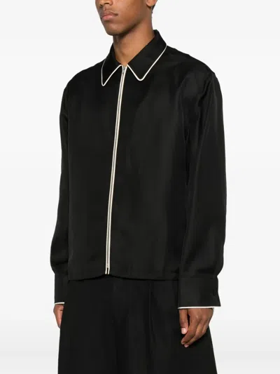 Jil Sander Zip-front Shirt In Black