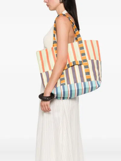 Epice Striped Panel Tote Bag