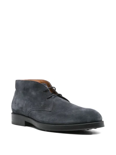 Tod's Chukka Suede Lace-up Boots In Blue