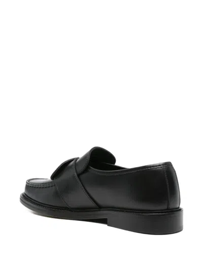Moschino Buckle-strap Leather Loafers