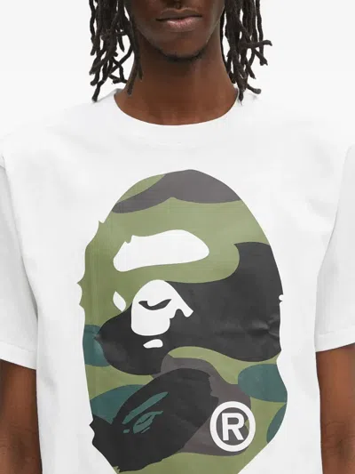 A Bathing Ape Ape Head Camouflage-print T-shirt In White