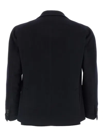 Tagliatore Black Jacket With Classic Revers And Logo Pin In Kashmir Man In Black