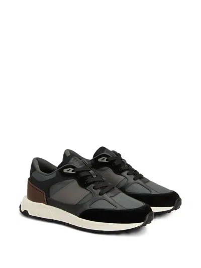 Tod's Grey Leather And Technical Fabric Sneakers In Multi
