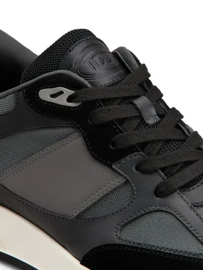 Tod's Grey Leather And Technical Fabric Sneakers In Multi