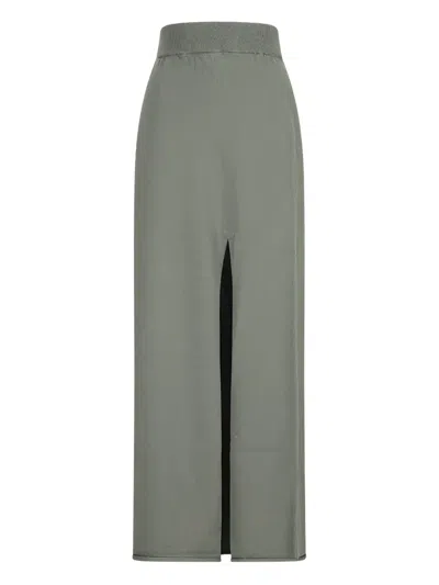 Canessa Selene Ribbed Knit Midi Skirt In Green