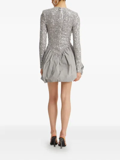 Rotate Birger Christensen Sequined Asymmetric Minidress In Gray