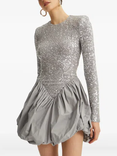 Rotate Birger Christensen Sequined Asymmetric Minidress In Gray