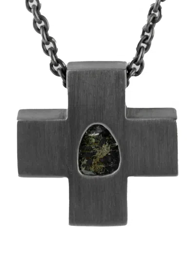 Parts Of Four Oxidised Sterling-silver Mini Plus Diamond Necklace In Gray