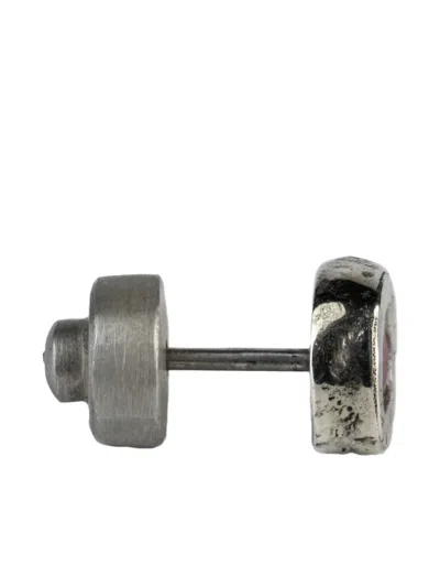 Parts Of Four Sterling-silver Stud Ruby Earring