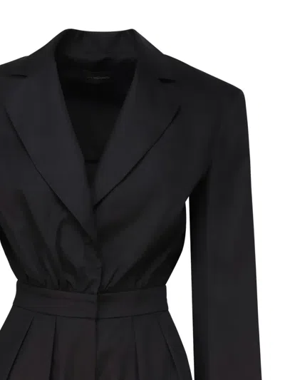 The Andamane Lapel-collar Pleated Playsuit