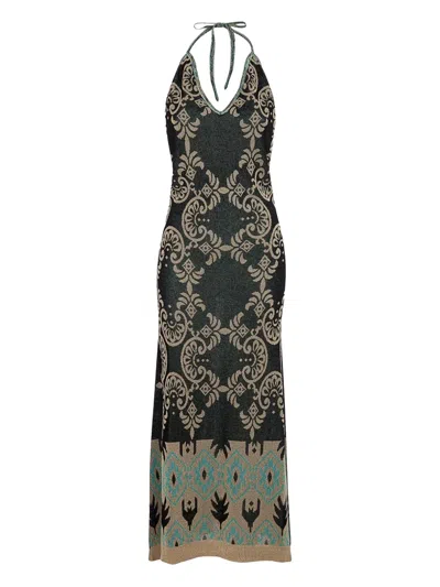 Akep Halterneck Abstract-patterned Dress In Multi