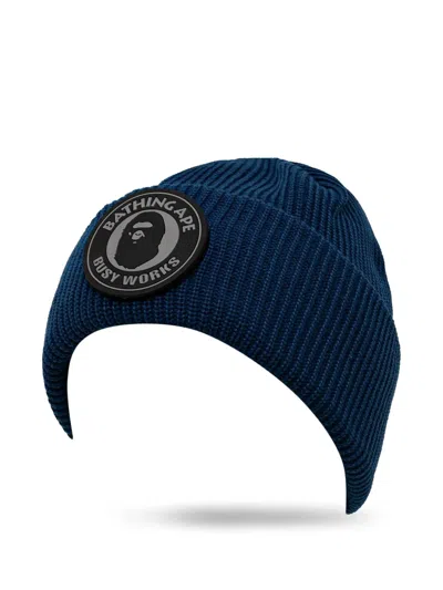 A Bathing Ape Logo-patch Ribbed Beanie Hat