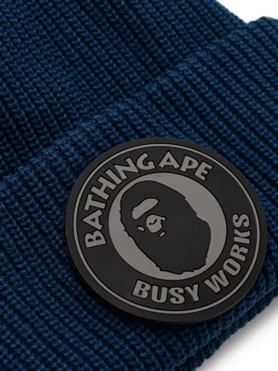 A Bathing Ape Logo-patch Ribbed Beanie Hat