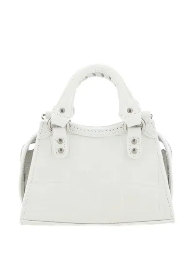 Balenciaga Women White Leather Super Nano Neo Classic Handbag