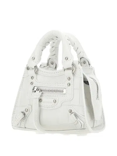 Balenciaga Women White Leather Super Nano Neo Classic Handbag