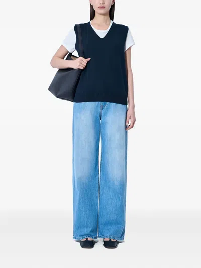 The Row V-neck Knitted Vest In Blue