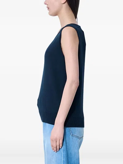 The Row V-neck Knitted Vest In Blue