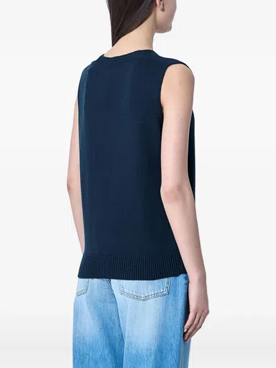 The Row V-neck Knitted Vest In Blue