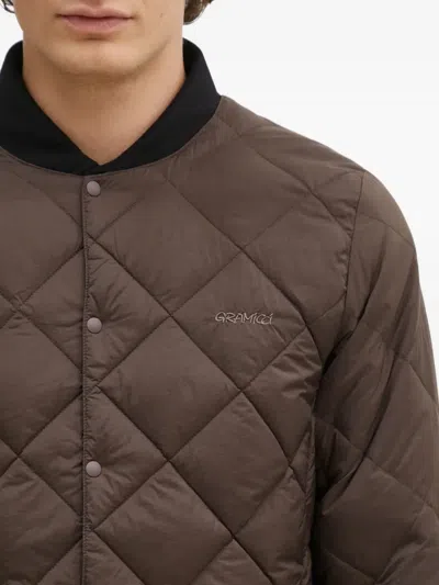 Gramicci Diamond-quilted Bomber Jacket In Brown
