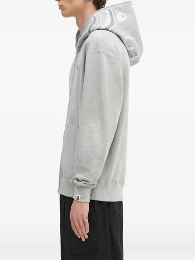 A Bathing Ape One Point Ape Head Shark Zip-up Hoodie In Gray