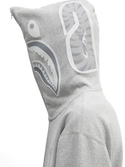 A Bathing Ape One Point Ape Head Shark Zip-up Hoodie In Gray