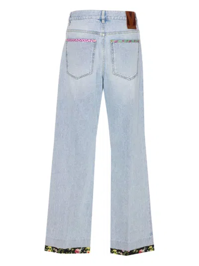 Valentino Womens Denim Blu Lav Chiaro Embroidered Straight-leg Denim Jeans