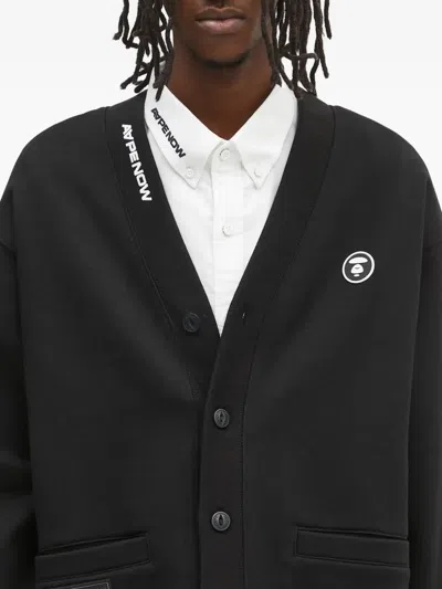 Aape By A Bathing Ape Moonface Logo Buttoned Cardigan In Black