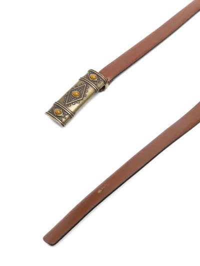 Ba&sh Leather Gold-tone Rectangle-buckle Belt In Brown