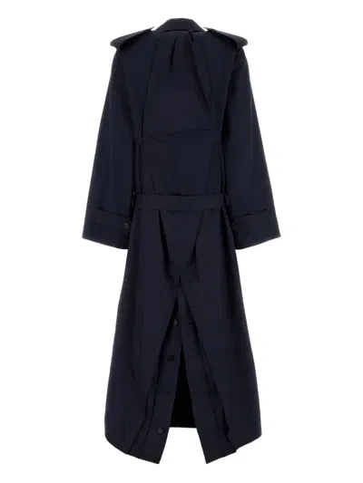Balenciaga Navy Blue Cotton Oversize Trench Coat