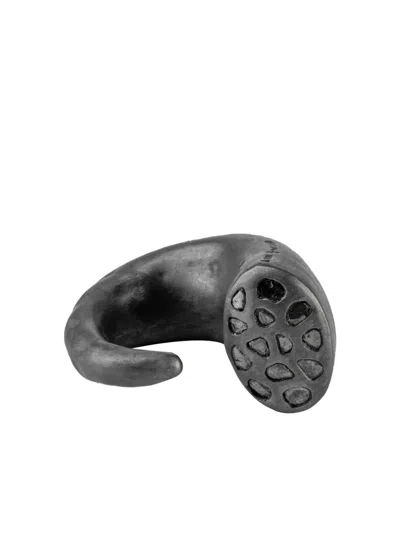 Parts Of Four Oxidised Silver Giant Horn Diamond Ring In Black