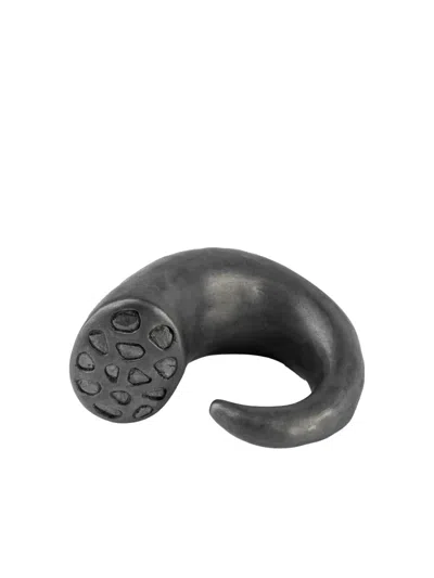 Parts Of Four Oxidised Silver Giant Horn Diamond Ring In Black