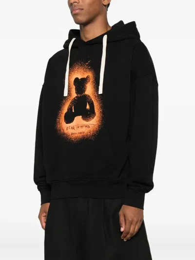 Palm Angels Men Spray Bear Loose Hoody In Black