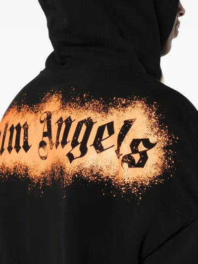 Palm Angels Men Spray Bear Loose Hoody In Black