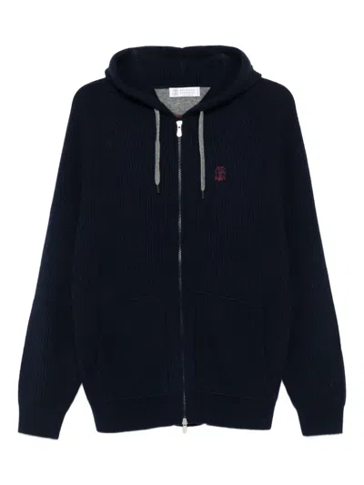 Brunello Cucinelli Zip-up Hooded Cardigan In Black