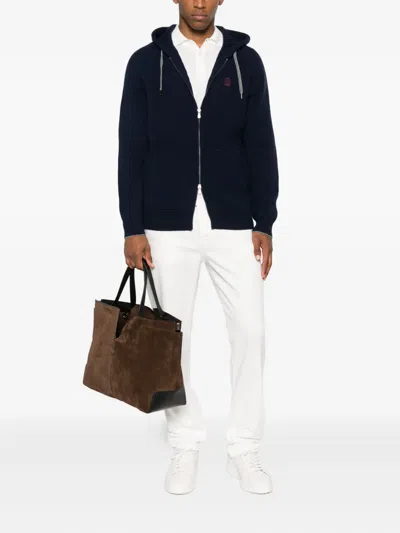 Brunello Cucinelli Zip-up Hooded Cardigan In Black