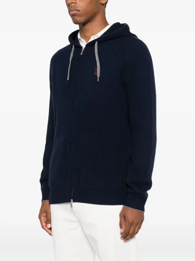 Brunello Cucinelli Zip-up Hooded Cardigan In Black