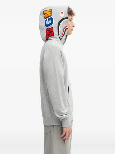 A Bathing Ape Shark-motif Hoodie In Gray