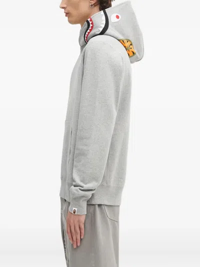 A Bathing Ape Shark-motif Hoodie In Gray