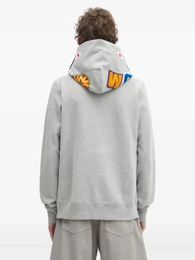 A Bathing Ape Shark-motif Hoodie In Gray