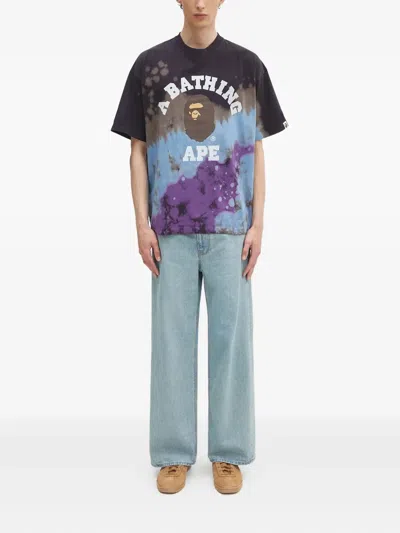 A Bathing Ape Men S Tie-dye College T-shirt In Multi