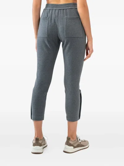 Brunello Cucinelli Drawstring Zip-detail Trousers In Gray
