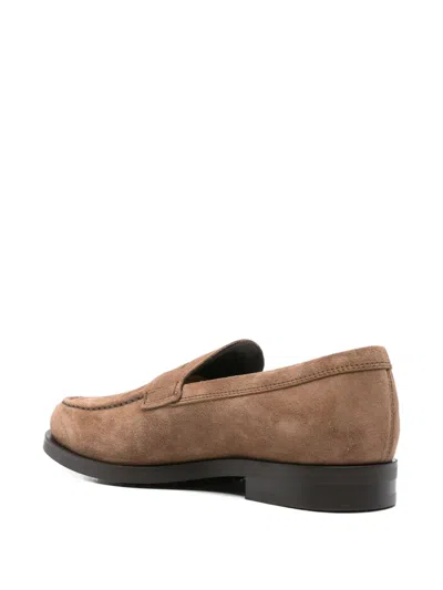Tod's Penny Suede Loafers In Brown